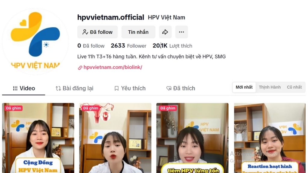 Kênh Tik Tok chính thức của HPV Việt Nam